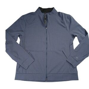Lululemon Lab Mens XL Airing Easy Bomber Full Zip Grid Texture Jacket Blue Grey